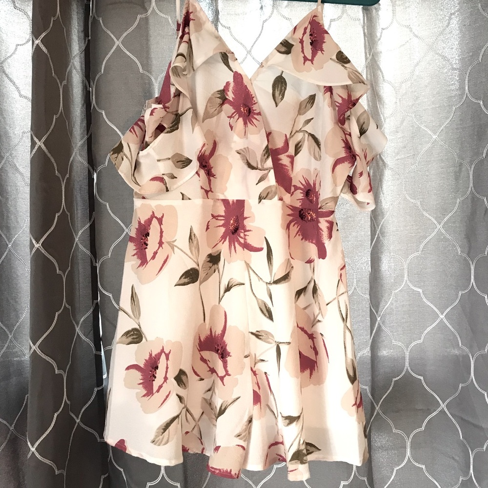 Floral cold shoulder romper
